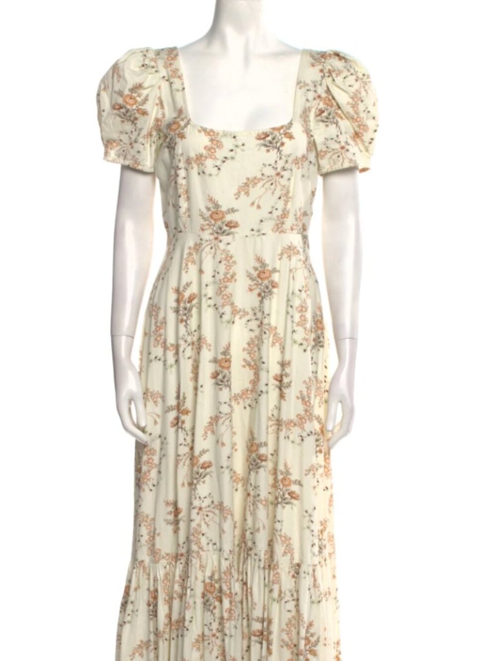 LoveShackFancy Cream Ruffled Tiered Maxi Dress - Size 6